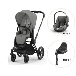 Cybex Priam klapvogn inkl. cloud T og base - mirage grey/matt black- Klapvogne Med Flade Sæder