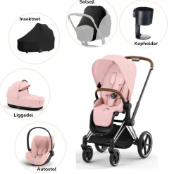 Cybex Priam pakke - peach pink/chrome brown PLUS- Kombivognspakker