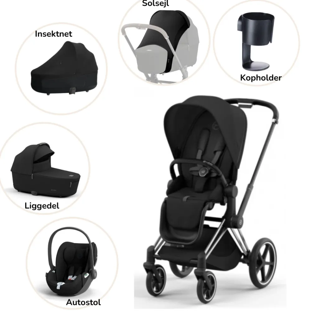 Cybex Priam pakke - sepia black/chrome black- Kombivognspakker