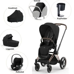 Cybex Priam pakke - sepia black/rosegold- Kombivognspakker