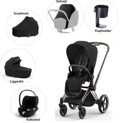 Cybex Priam pakke - sepia black/rosegold PLUS- Kombivognspakker