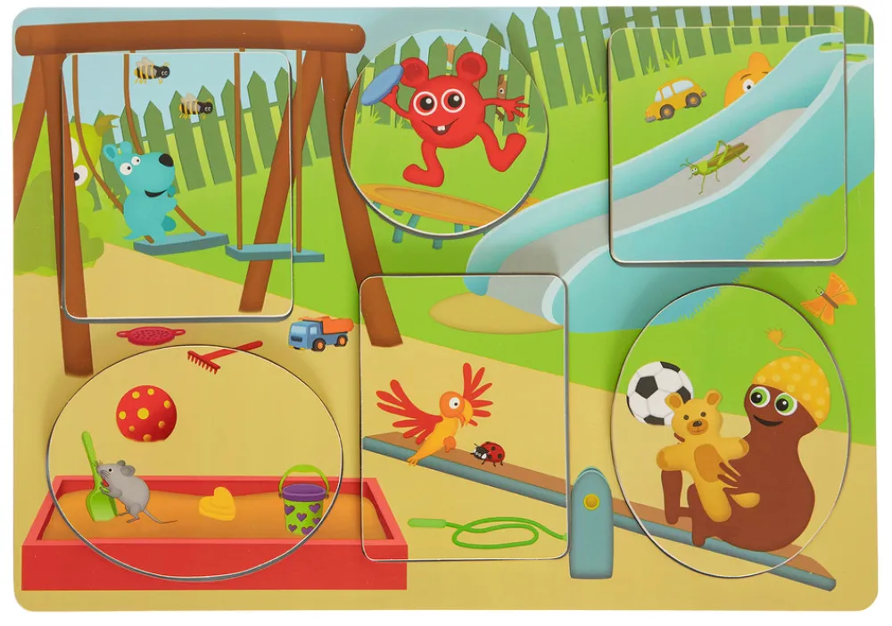BABBLARNA Puslespil i træ med legepladsmotiv- Puslespil