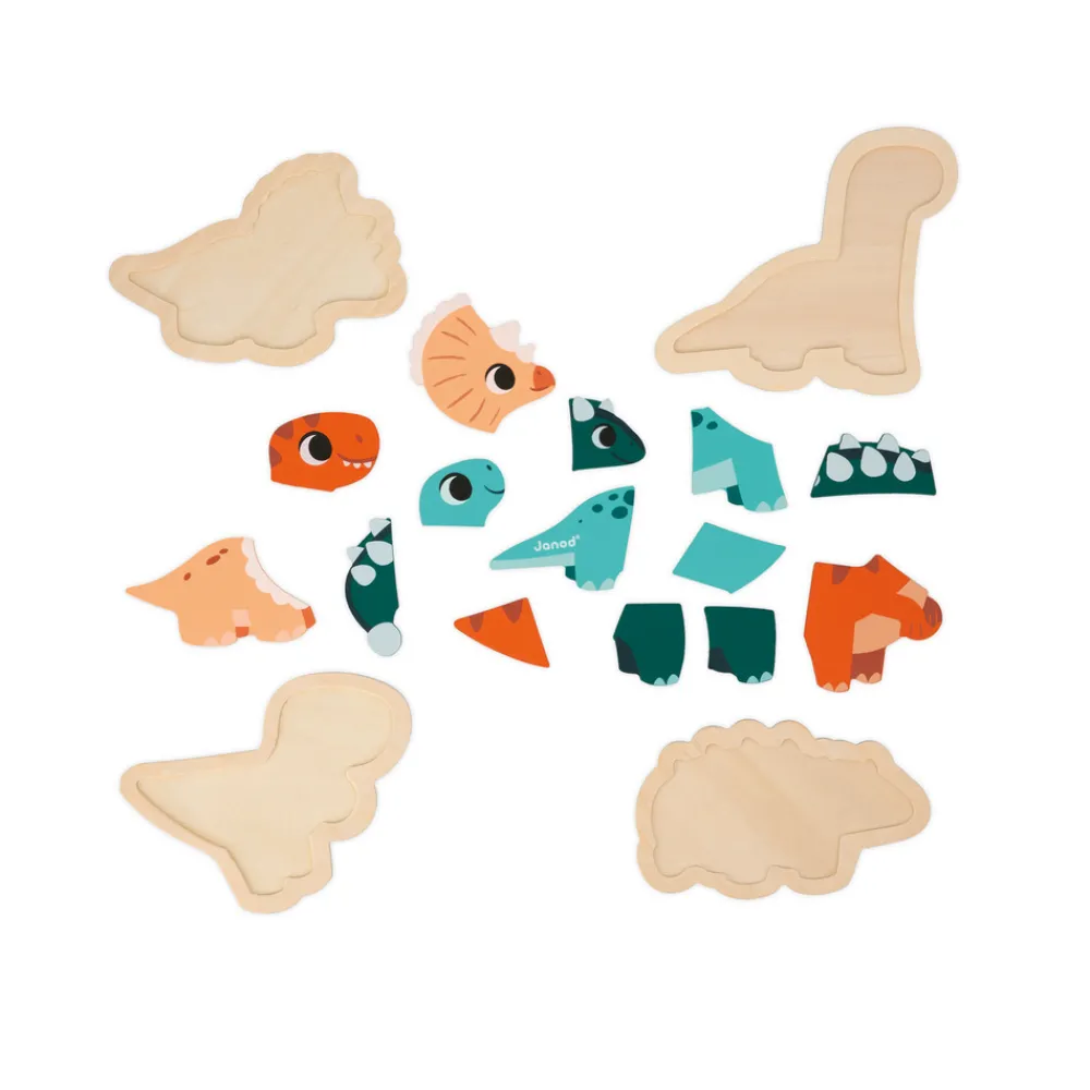 Janod Puzzle - 4 Progressive - Dino- Puslespil