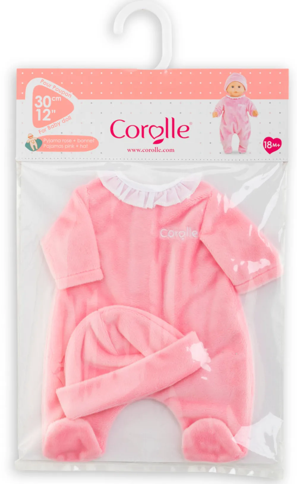 COROLLE Pyjamas Pink + Hat 12"- Dukketilbehør