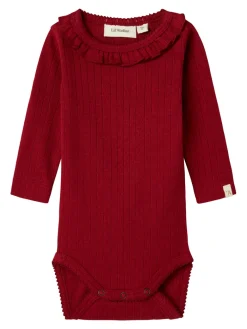 Lil' Atelier Rachel Langærmet Body - Red dahlia- Bodystocking Langærmet