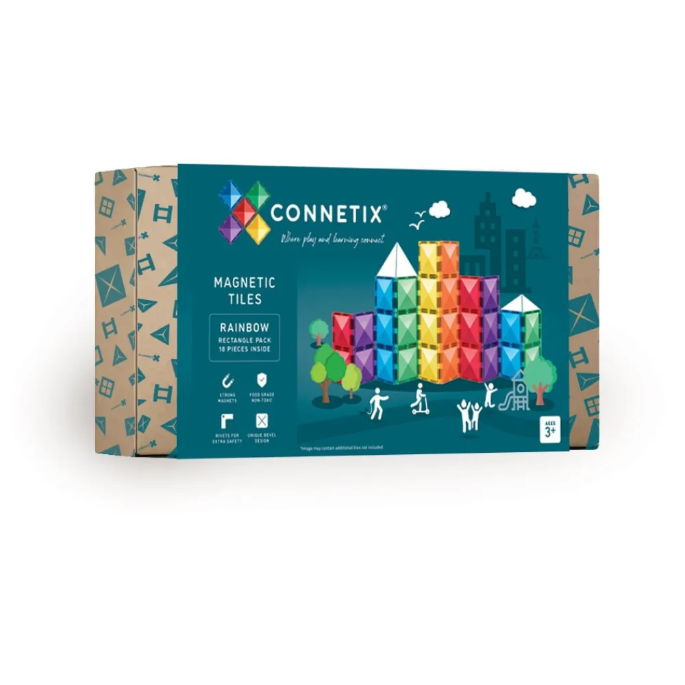 CONNETIX Ractangle Pack - magnetsæt 18 dele - rainbow- Magnetlegesæt