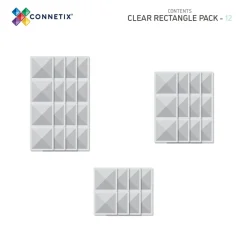CONNETIX Ractangle Pack - magnetsæt 12 dele - clear- Magnetlegesæt