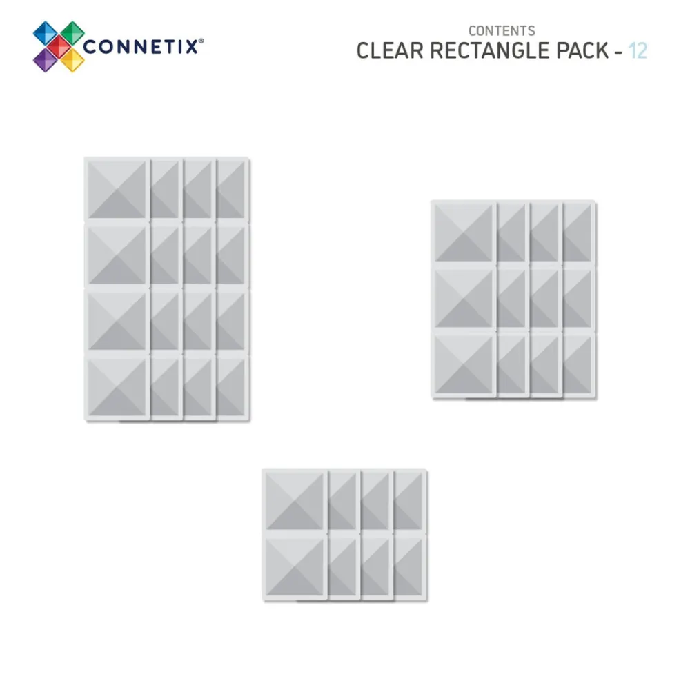 CONNETIX Ractangle Pack - magnetsæt 12 dele - clear- Magnetlegesæt