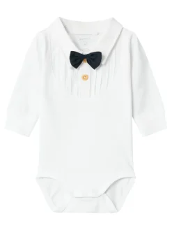 NAME IT Ramus Langærmet Body - Bright White- Juletøj|Bodystocking Langærmet