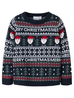 NAME IT Rastokka Striksweater - Dark Sapphire- Juletøj|Cardigans, Veste & Trøjer