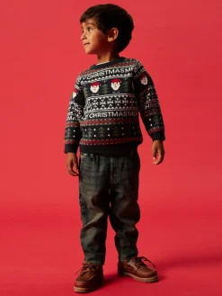 NAME IT Rastokka Striksweater - Dark Sapphire- Juletøj|Cardigans, Veste & Trøjer