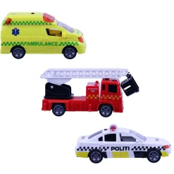 MOTOR-112 Redningskøretøjer 3stk m/pullback, lys og lyd- Legetøjsbiler