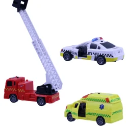 MOTOR-112 Redningskøretøjer 3stk m/pullback, lys og lyd- Legetøjsbiler