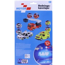 MOTOR-112 Redningskøretøjer 3stk m/pullback, lys og lyd- Legetøjsbiler