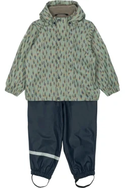Mikk-Line Regnsæt m. Fleece - Iceberg green- Regntøj