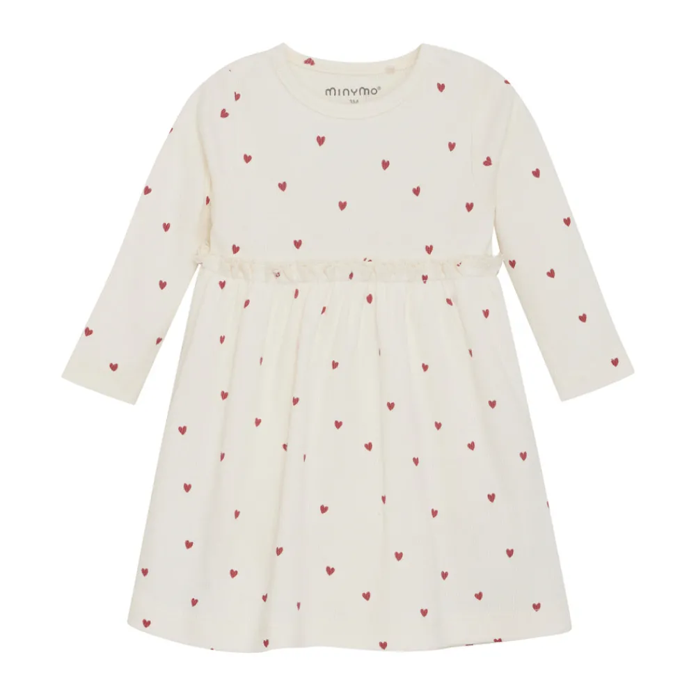 Minymo Rib Kjole - med hjerteprint- Kjoler