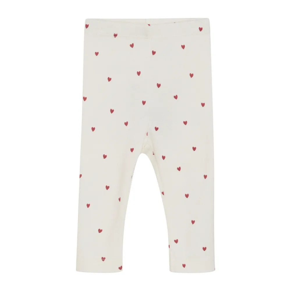 Minymo Rib Leggings - med hjerteprint- Leggings