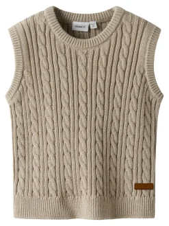 NAME IT Roman Strikket Vest - Island Fossil- Juletøj|Cardigans, Veste & Trøjer