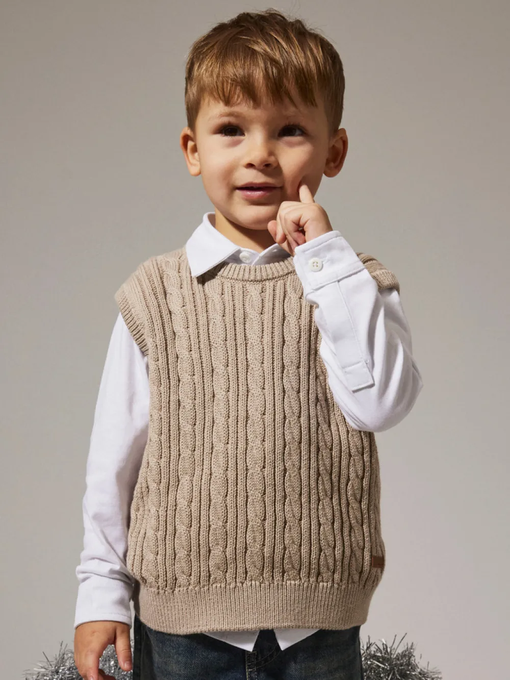 NAME IT Roman Strikket Vest - Island Fossil- Juletøj|Cardigans, Veste & Trøjer
