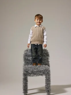 NAME IT Roman Strikket Vest - Island Fossil- Juletøj|Cardigans, Veste & Trøjer