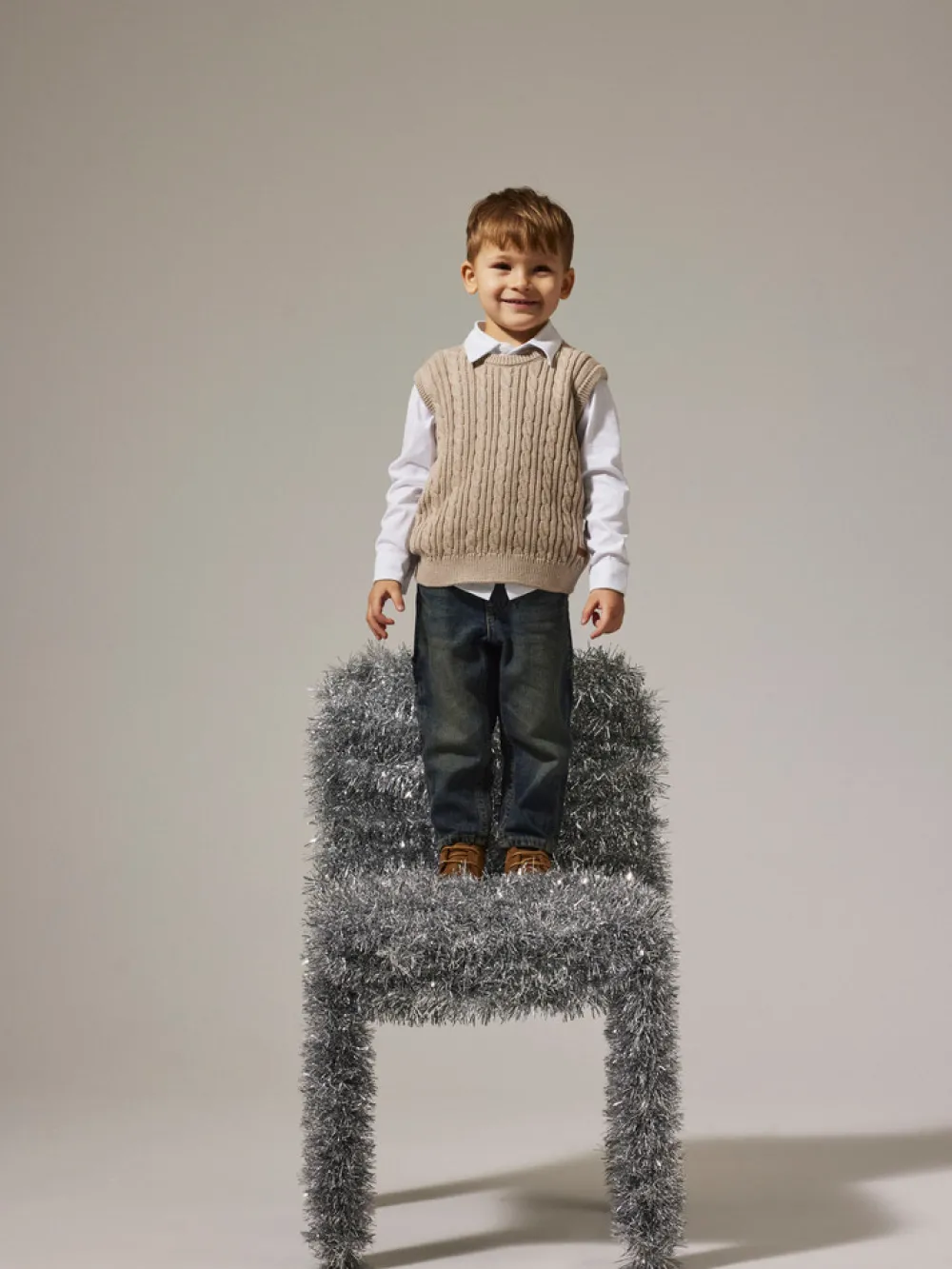 NAME IT Roman Strikket Vest - Island Fossil- Juletøj|Cardigans, Veste & Trøjer