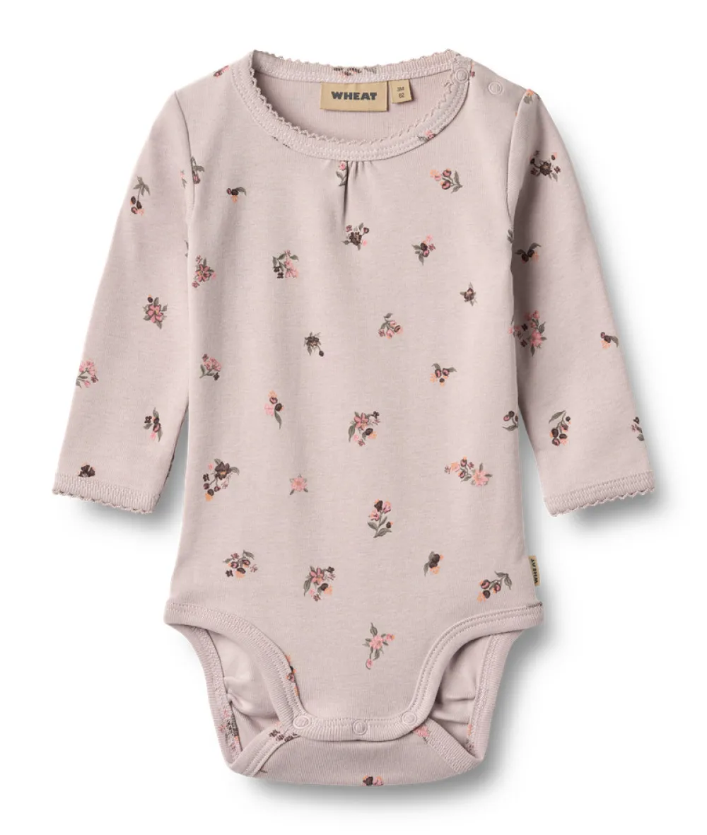 Wheat Roselinde Body Langærmet - Soft lilac flowers- Bodystocking Langærmet