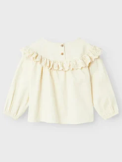 Lil' Atelier Saku langærmet loose emb top - TURTLEDOVE- Bluser