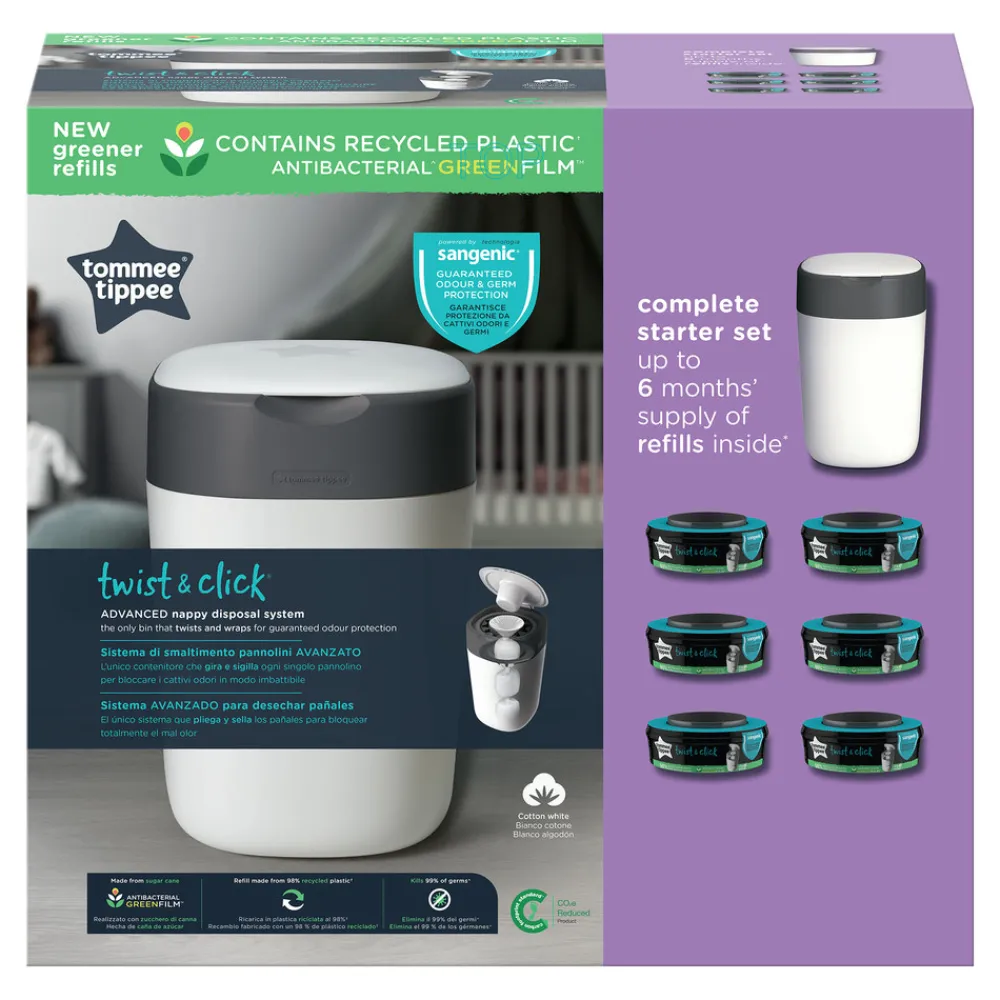 Tommee Tippee Sangenic Twist & Click 1+6 refil- Pusleudstyr Diverse