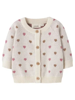Lil' Atelier Saran Hjerte Strik Cardigan - Turtledove- Cardigans, Veste & Trøjer