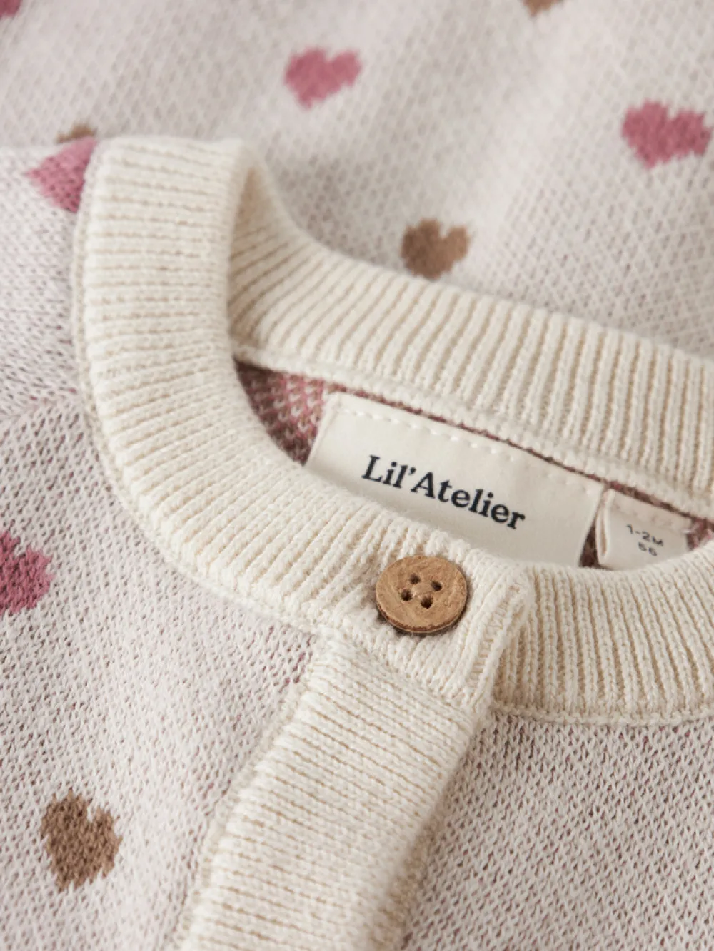 Lil' Atelier Saran Hjerte Strik Cardigan - Turtledove- Cardigans, Veste & Trøjer