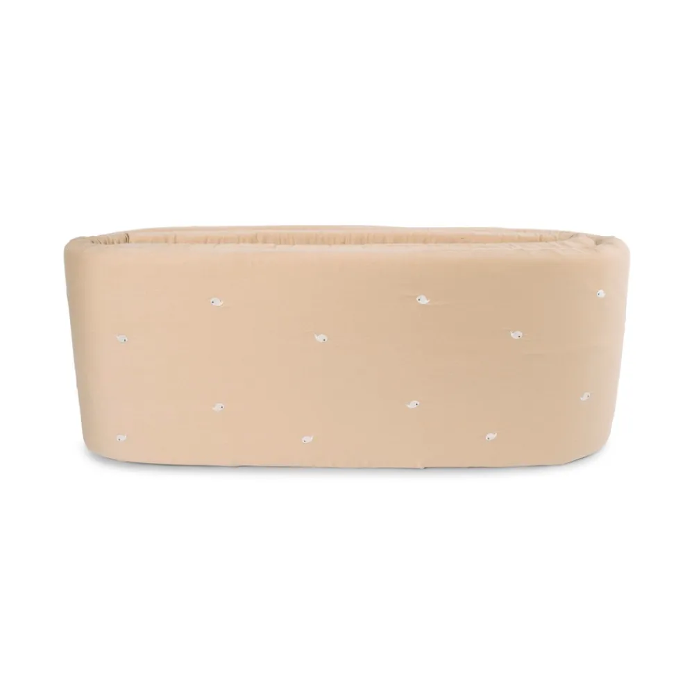 Filibabba Sengerand - Warm grey med broderet Christian hval-Børn Sengerande