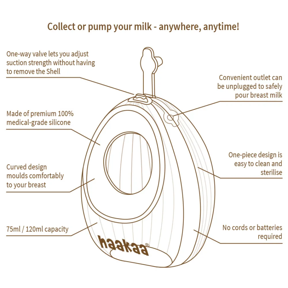 Haakaa Shell Silikone Brystpumpe 120ml - 2-pak- Brystpumper