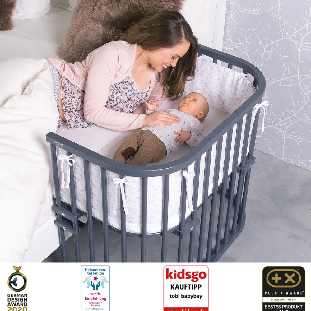 Babybay Side by side seng Maxi - Grå-Børn Side By Side Senge