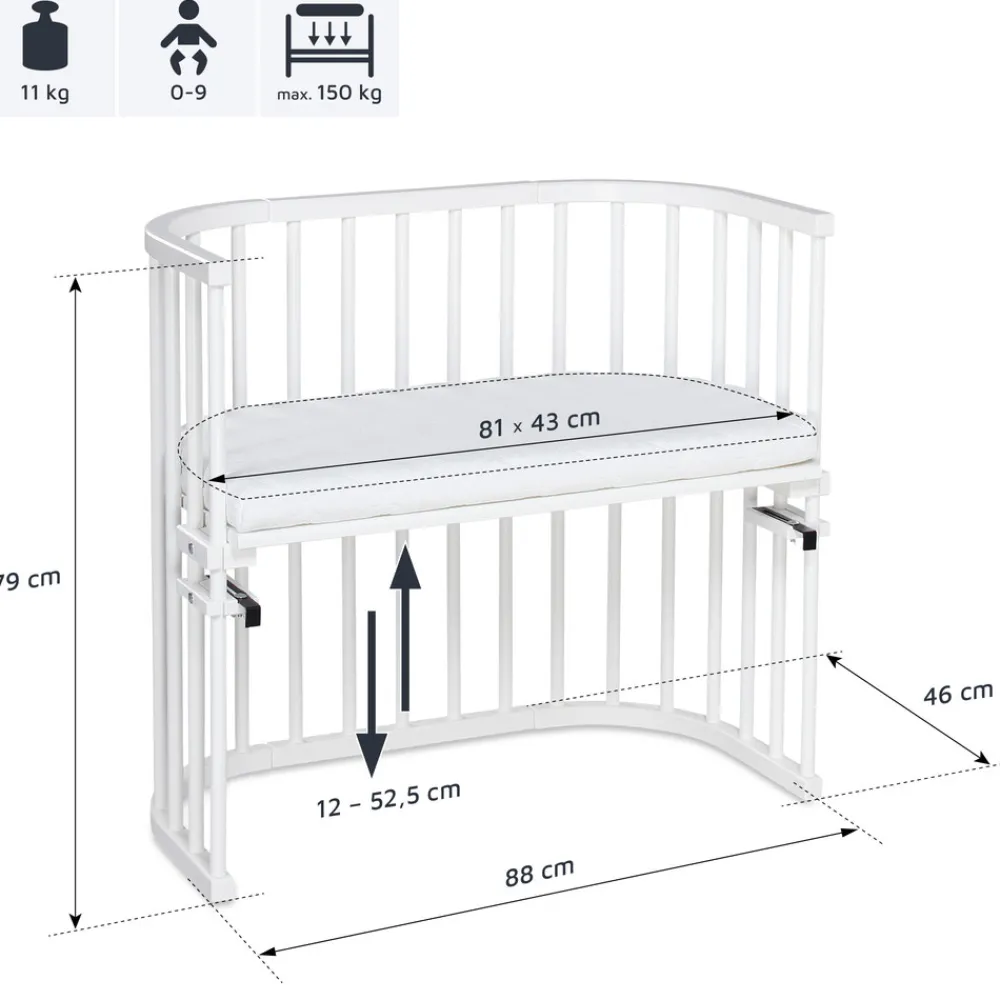 Babybay Side by side seng, original - hvid-Børn Side By Side Senge
