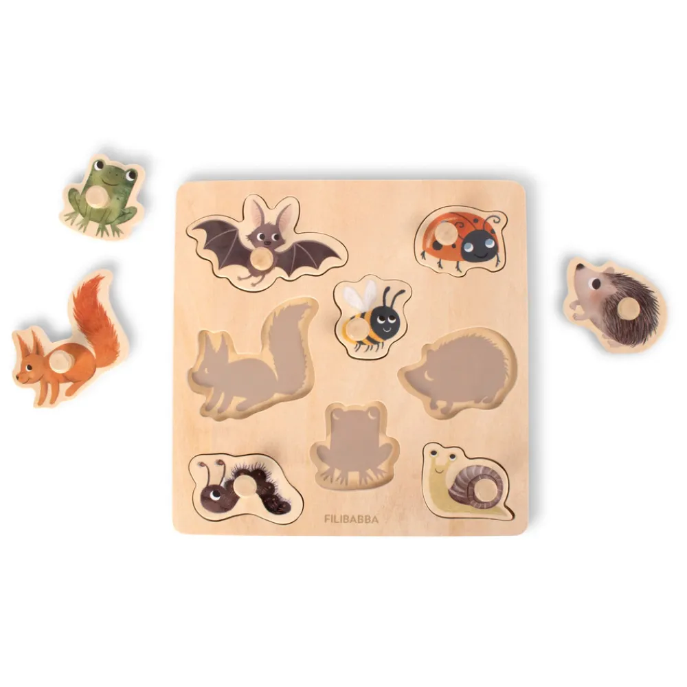Filibabba Silhouette-puslespil i træ - Skovens dyr- Puslespil