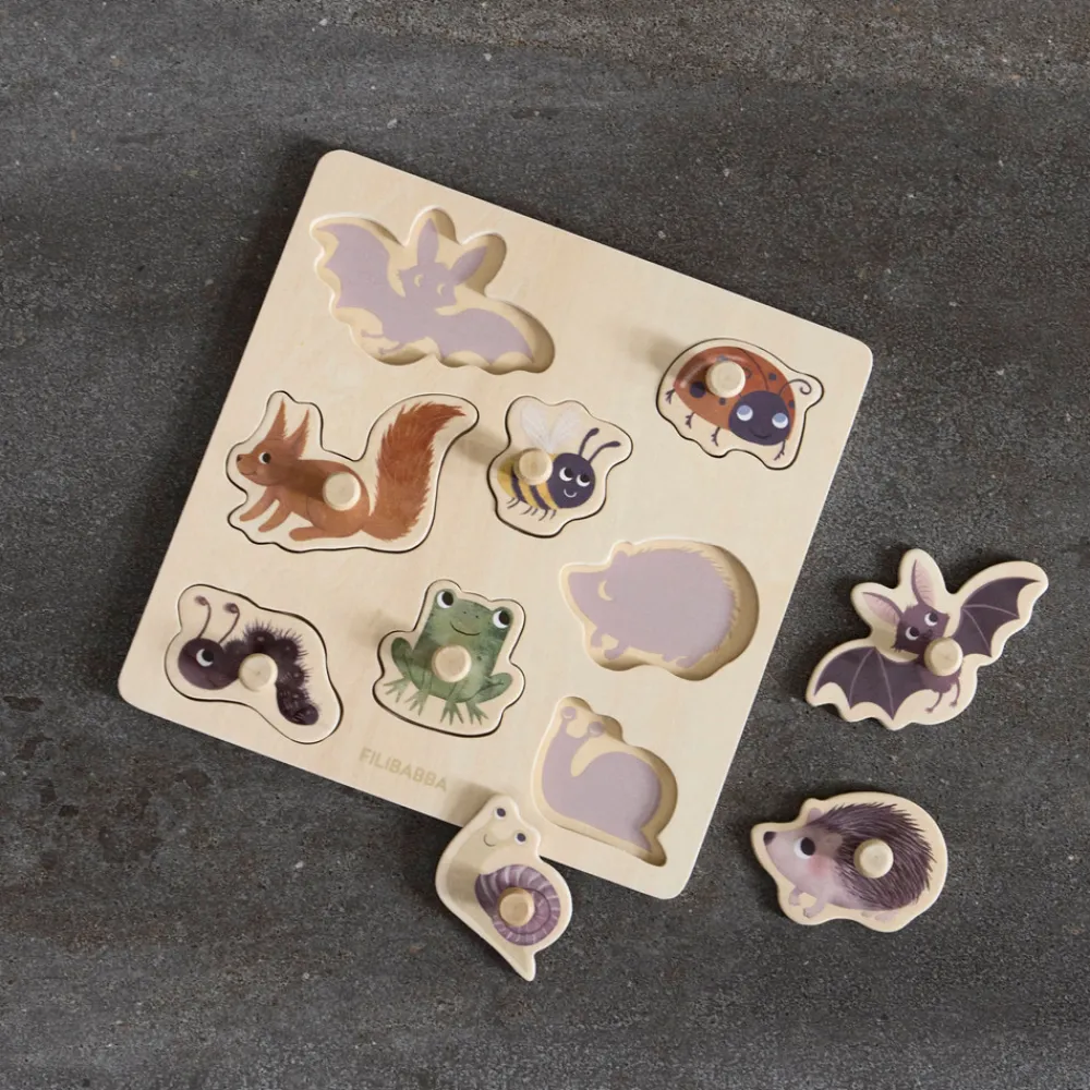 Filibabba Silhouette-puslespil i træ - Skovens dyr- Puslespil