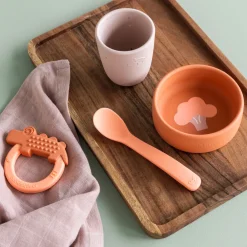 Done By Deer Silikone første spisesæt - Papaya- Service