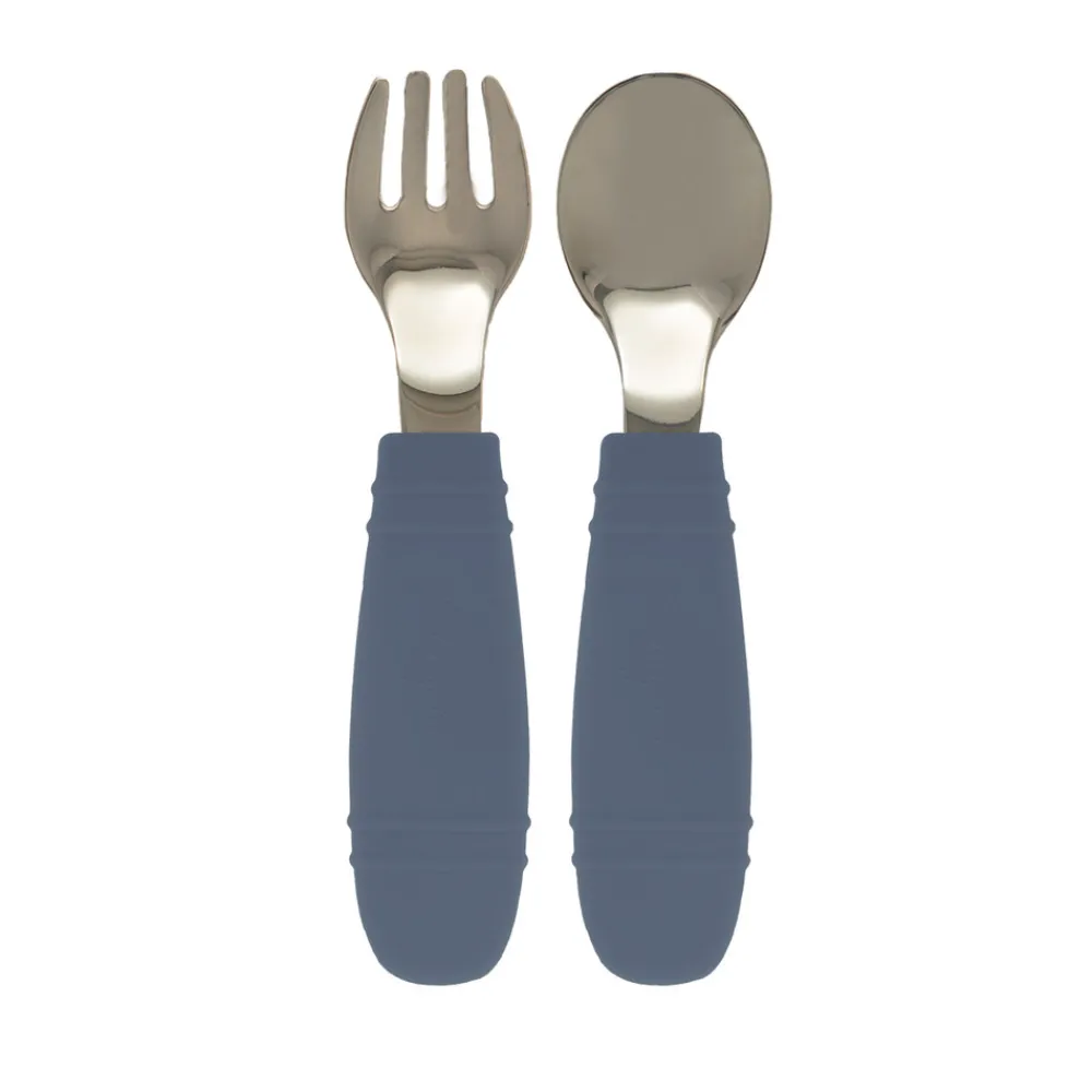 Le Toft Silikone Ske + gaffel - blå- Bestik