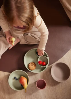 Filibabba Silikone tallerken ruminddelt - green- Service