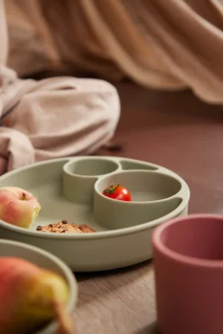 Filibabba Silikone tallerken ruminddelt - green- Service