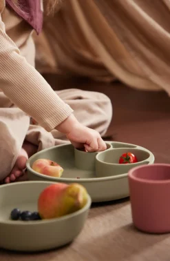 Filibabba Silikone tallerken ruminddelt - green- Service