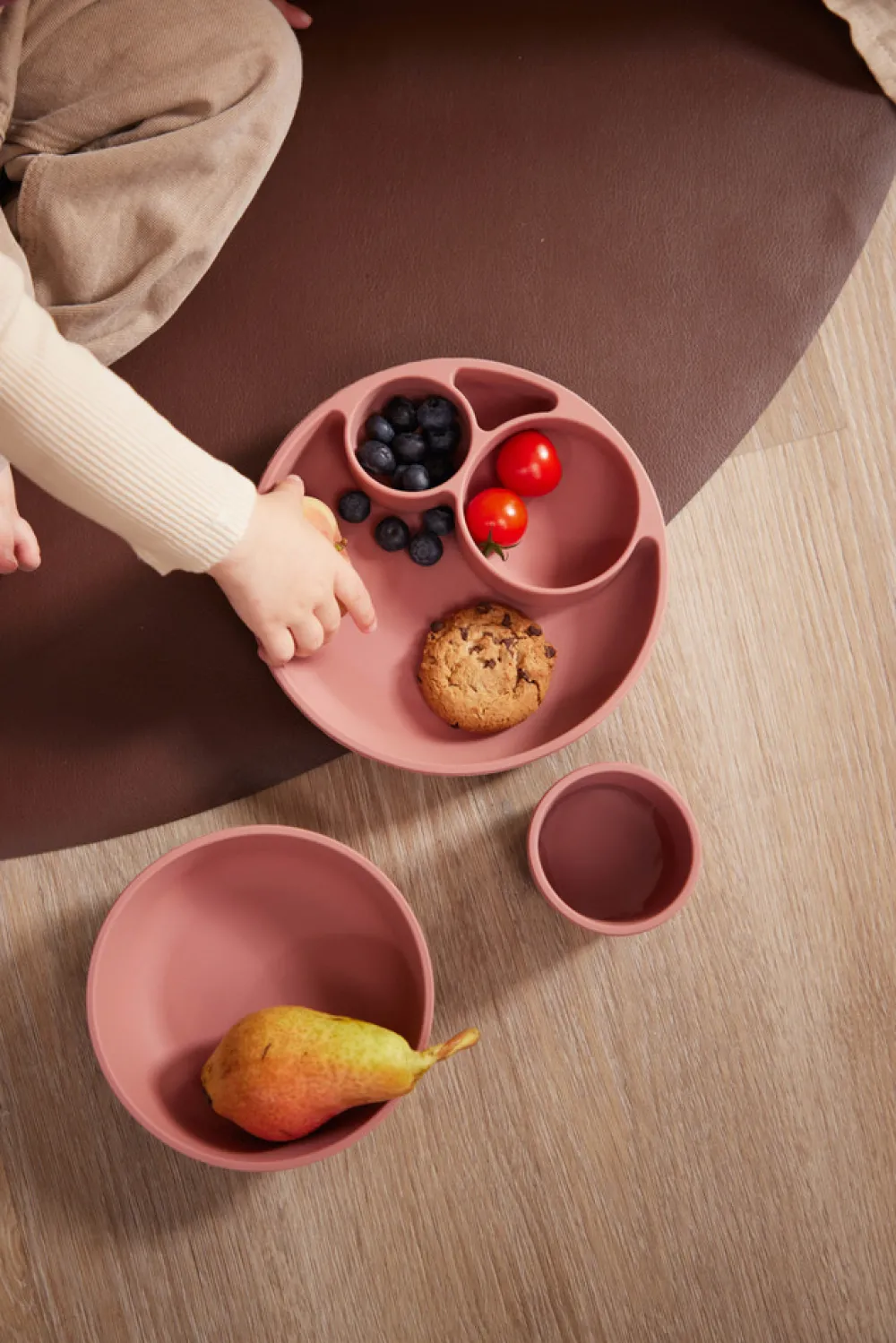 Filibabba Silikone tallerken ruminddelt - rose- Service