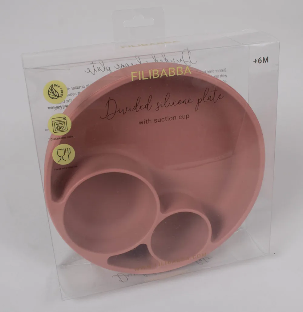Filibabba Silikone tallerken ruminddelt - rose- Service