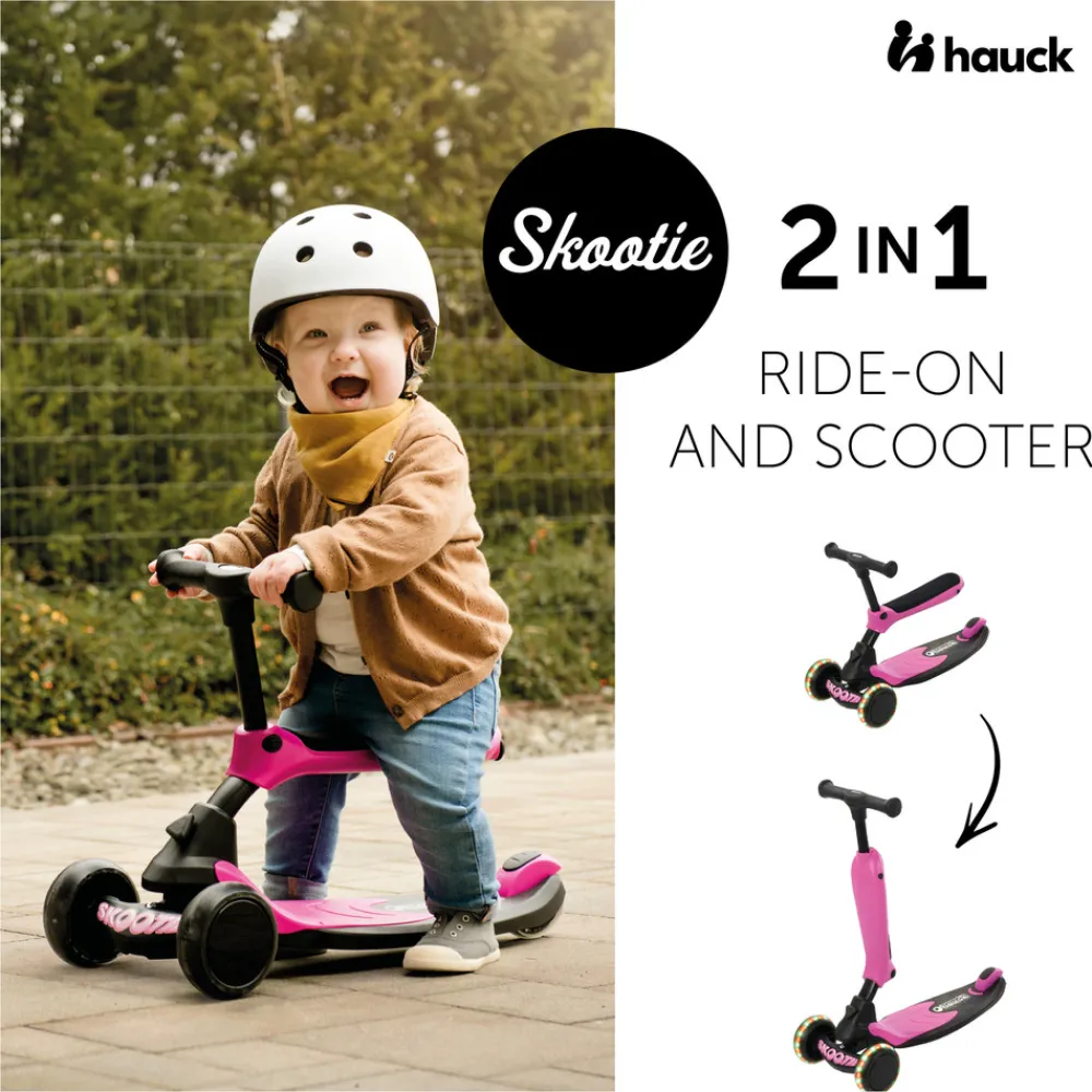 Hauck Skootie 2i1 løbehjul - neon pink- Løbehjul & Rulleskøjter