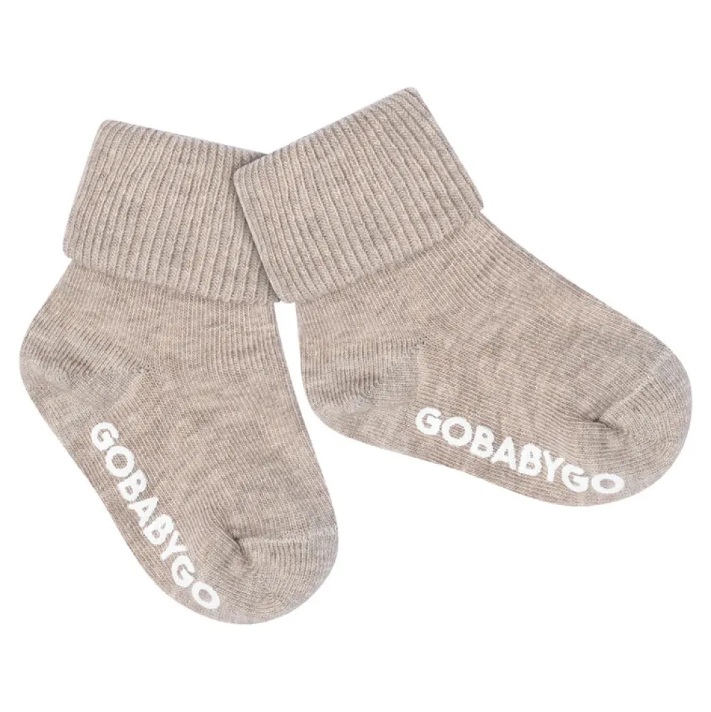 GOBABYGO Skridsikre Strømper Bomuld - Sand- Skridsikre Strømper
