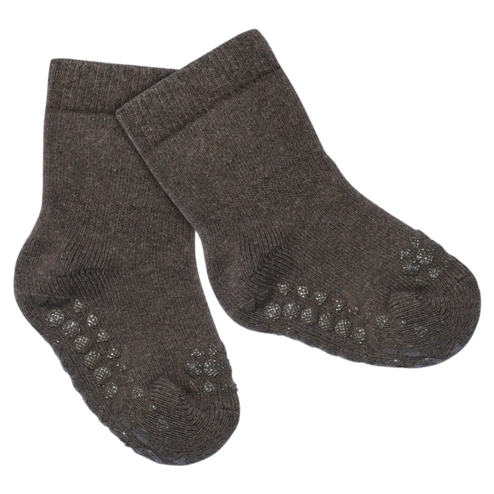 GOBABYGO Skridsikre Strømper Terry Bomuld - Chocolate- Skridsikre Strømper|Strømper