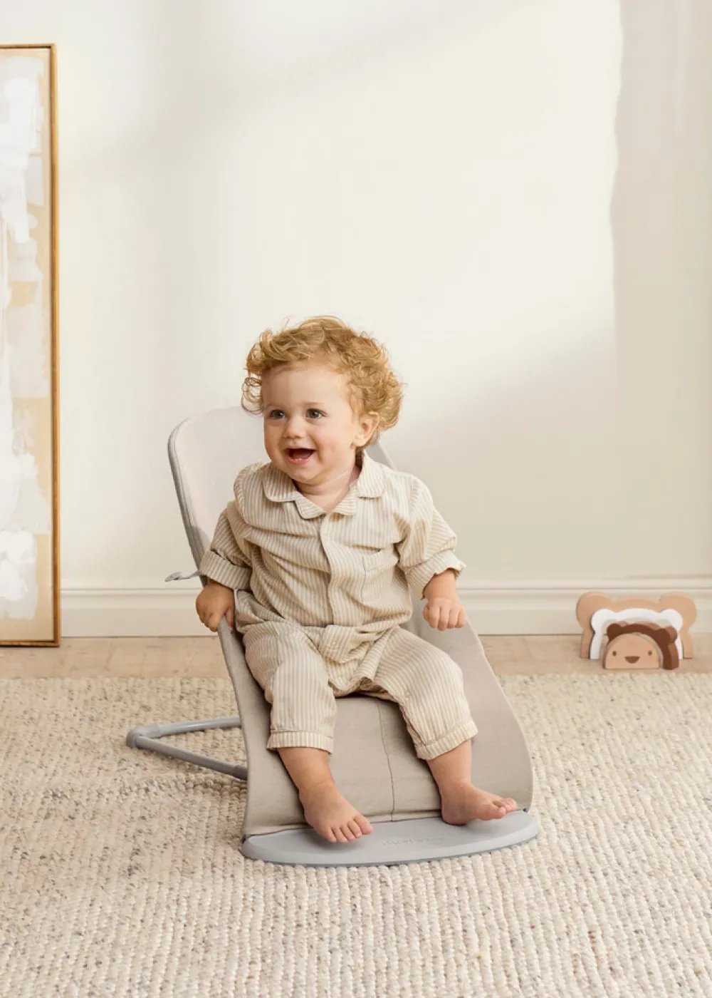 BabyBjörn Skråstol Bliss - Vævet mélange, Lys beige-Børn Skråstole