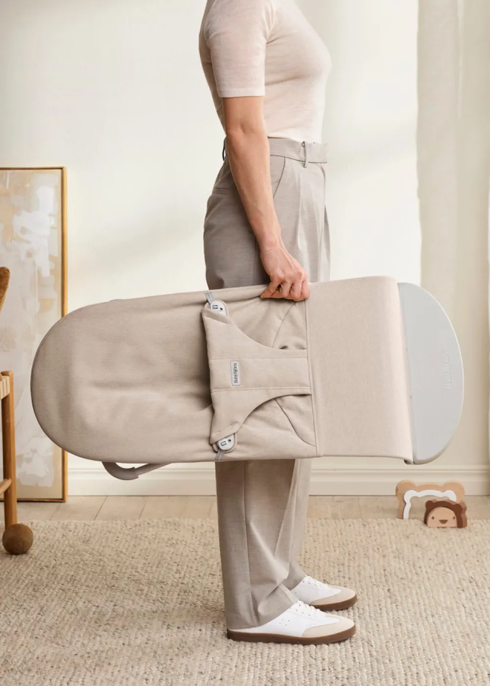 BabyBjörn Skråstol Bliss - Vævet mélange, Lys beige-Børn Skråstole