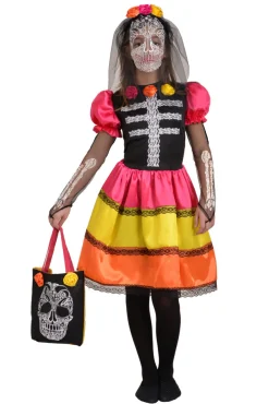 CIAO Skull flower girl kostume - MULTI- Kostumer|Udklædning