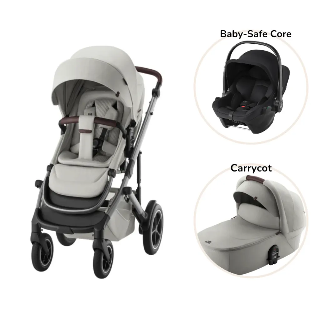 Britax Römer Smile 5Z lux inkl. liggedel og Baby-Safe Core autostol - linen grey/space black- Kombivognspakker|Vognpakker